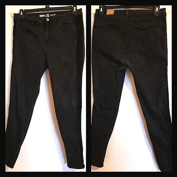 Route 66 Denim - Route 66 Size 14 Black Denim & Velvet Skinny Jean